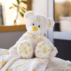 Demdaco Miracle Baby Bear Plush, 13" -Hallmark Store Cream Bear Stuffed Animal With Yellow Heart Accents 5004830216 05