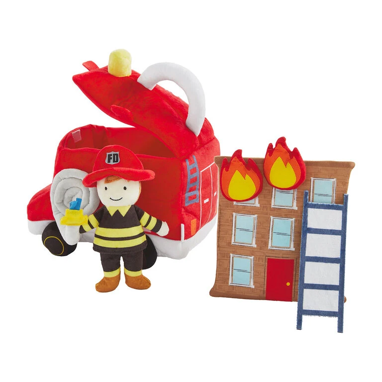 Mud Pie Fire Truck Plush Toy Set, 6 Pieces 3 Mud Pie Fire Truck Plush Toy Set, 6 Pieces