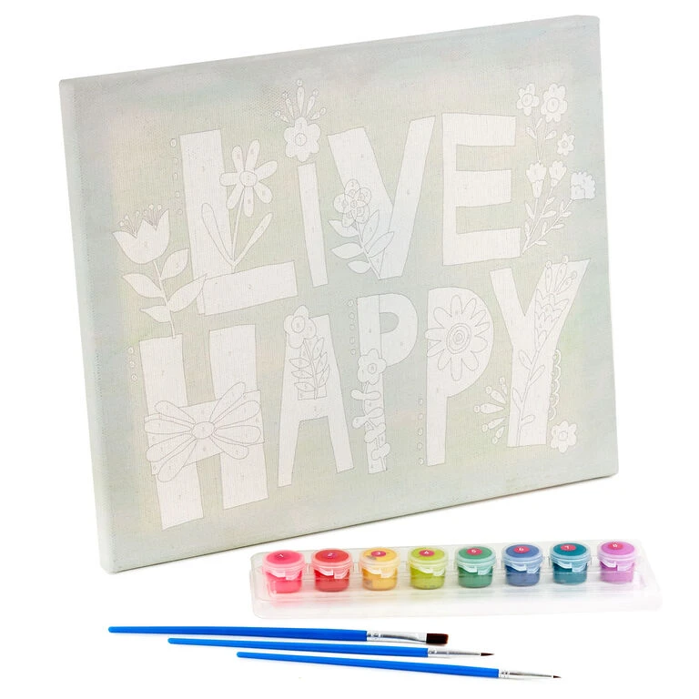 Natural Life Live Happy Paint By Number Wrapped Canvas Kit, 12x10 4 Natural Life Live Happy Paint By Number Wrapped Canvas Kit, 12x10 - Image 2