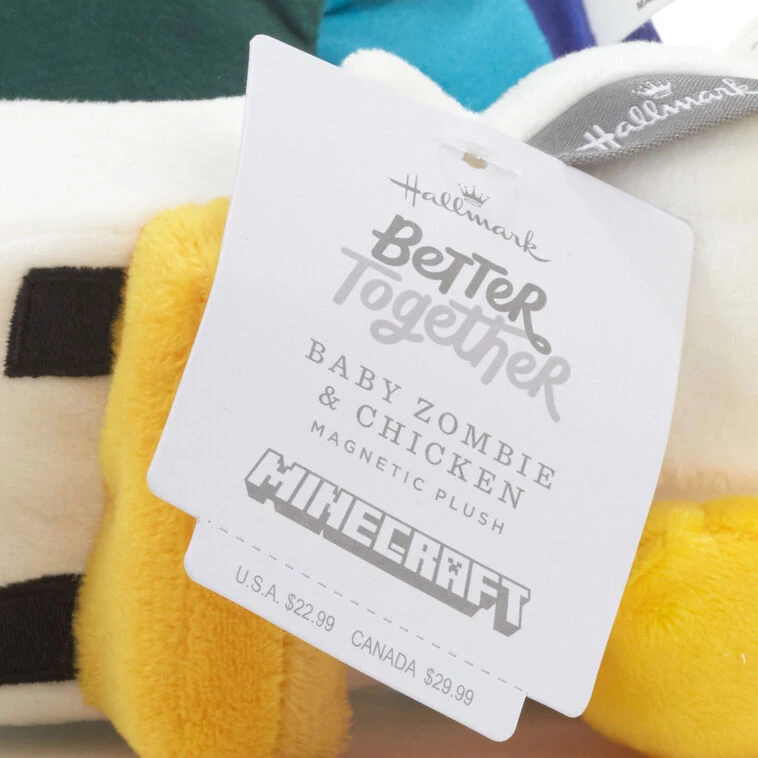 Hallmark Better Together Minecraft Baby Zombie And Chicken Magnetic Plush Pair, 5.25" H 9 Hallmark Better Together Minecraft Baby Zombie And Chicken Magnetic Plush Pair, 5.25" H - Image 7