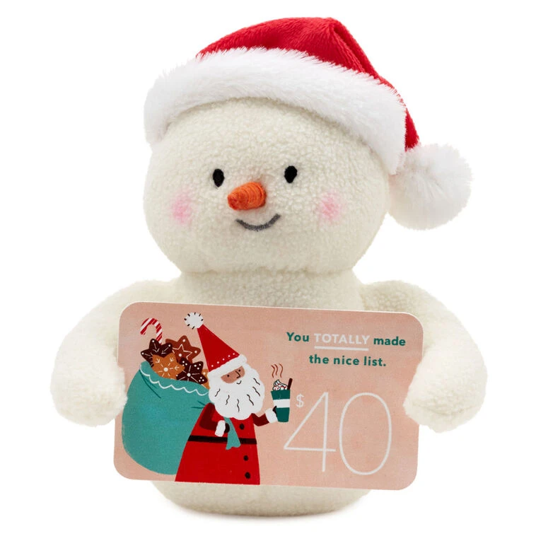 Hallmark Snowman In Santa Hat Plush Gift Card Holder, 5" 3 Hallmark Snowman In Santa Hat Plush Gift Card Holder, 5"