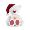 Demdaco Santa Hat White Plush Bear With Red Bow Bracelet, 8" -Hallmark Store White Stuffed Santa Bear With Red Bow Bracelet 2020250943 01